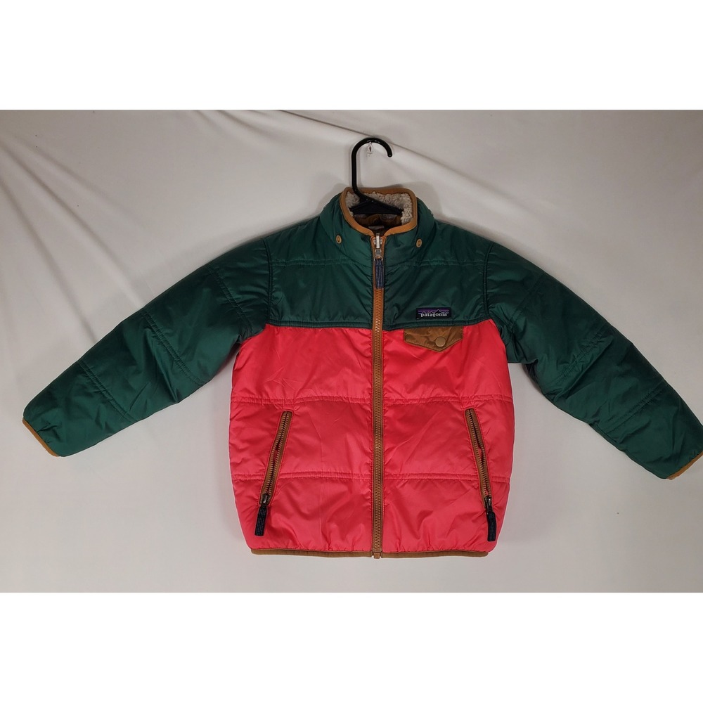 Patagonia Toddler Boys 5T Reversible Tribbles Jacket Green Pink Colorblock - Picture 9 of 9